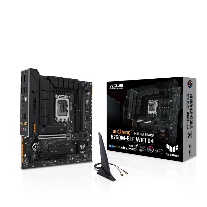 ASUS TUF Gaming B760M-BTF WiFi D4 Motherboard Socket Intel LGA 1700 (Intel B760, mATX, DDR4 Memory, PCIe 5.0, 2X M.2, WiFi 6, Thunderbolt 4, Aura Sync)