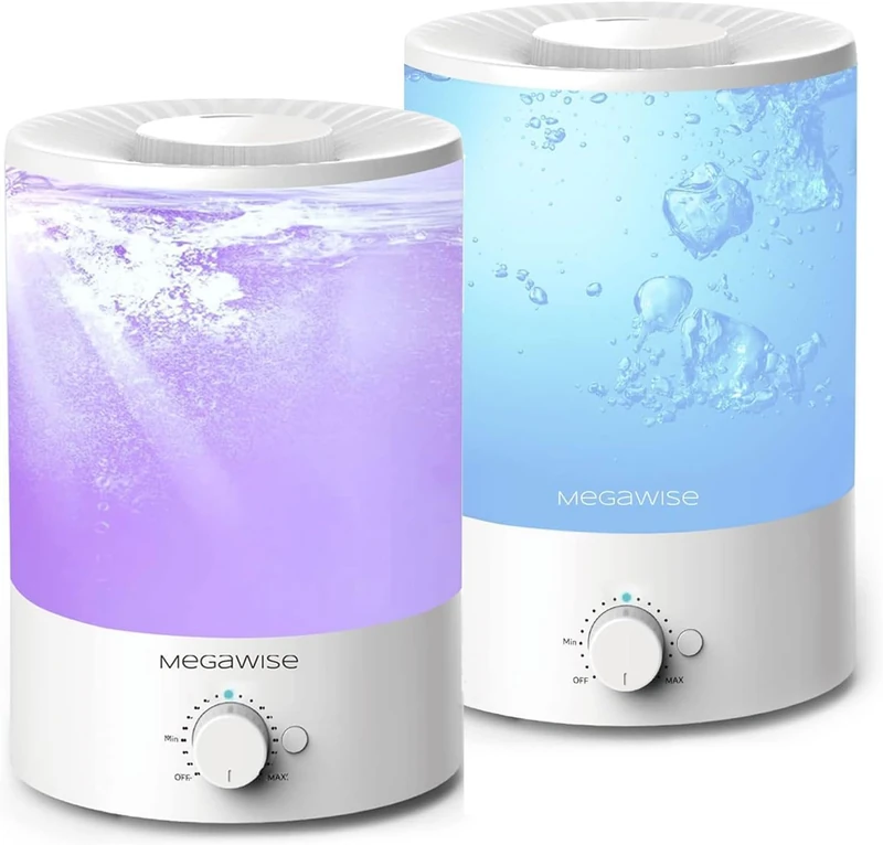 H1-XIT 2 Pack of MGEAWISE 3.5L Top Refill Large Openning Cool Mist Humidifiers for Babies, Bedroom, Nursery, Home and Office | Super Quiet Ultrasonic Vaporizer