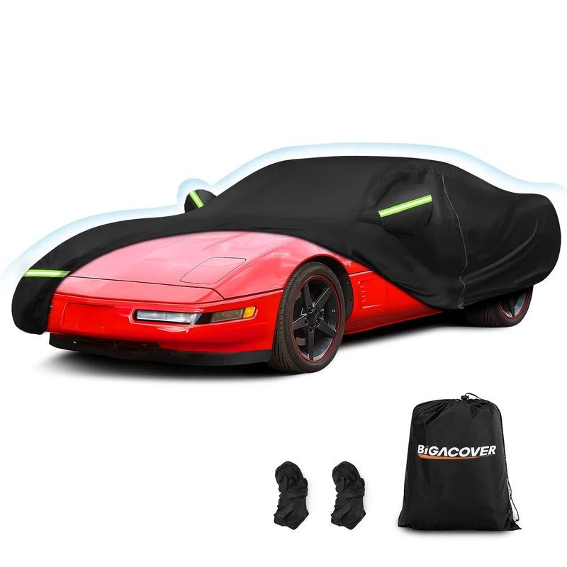 for C4 Corvette Car Cover Waterproof, Sun Heat Protection Outdoor Full Covers with Driver Side Zipper Windproof Heavy Duty All Weather Fit for C4 1984-1996 Chevy Corvette,Not for Rear Wing