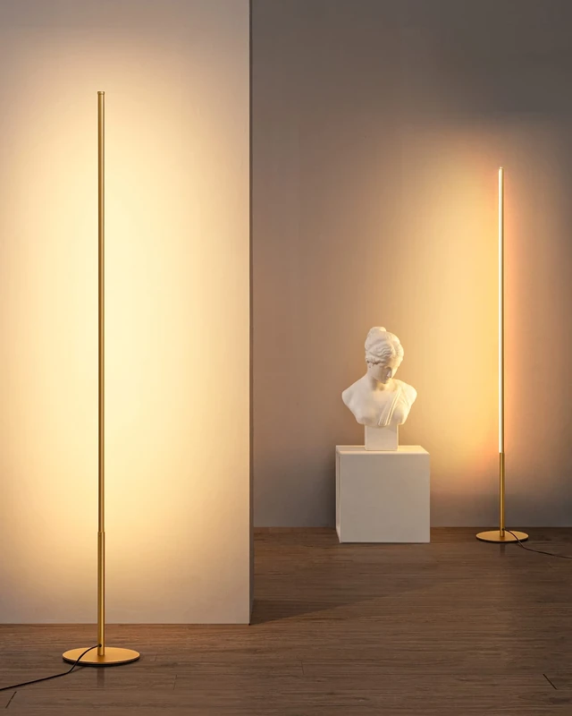 EDISHINE 2-Pack Floor Lamp - 57.5" Dimmable, 3000K White, Golden