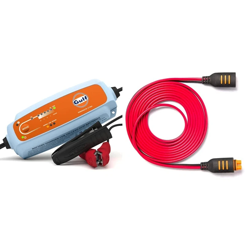 CTEK 40-350 Gulf Time To Go Battery Charger, Orange & 56-304 Connect 2.5M Extension extend the range of your charger