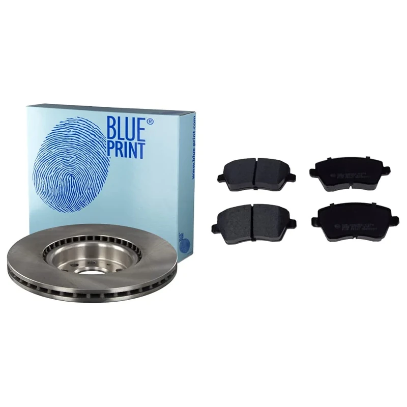Blue Print ADN143112 Brake Disc front, internally ventilated, No. of Holes 4 & ADN142117 Brake Pad Set, pack of four