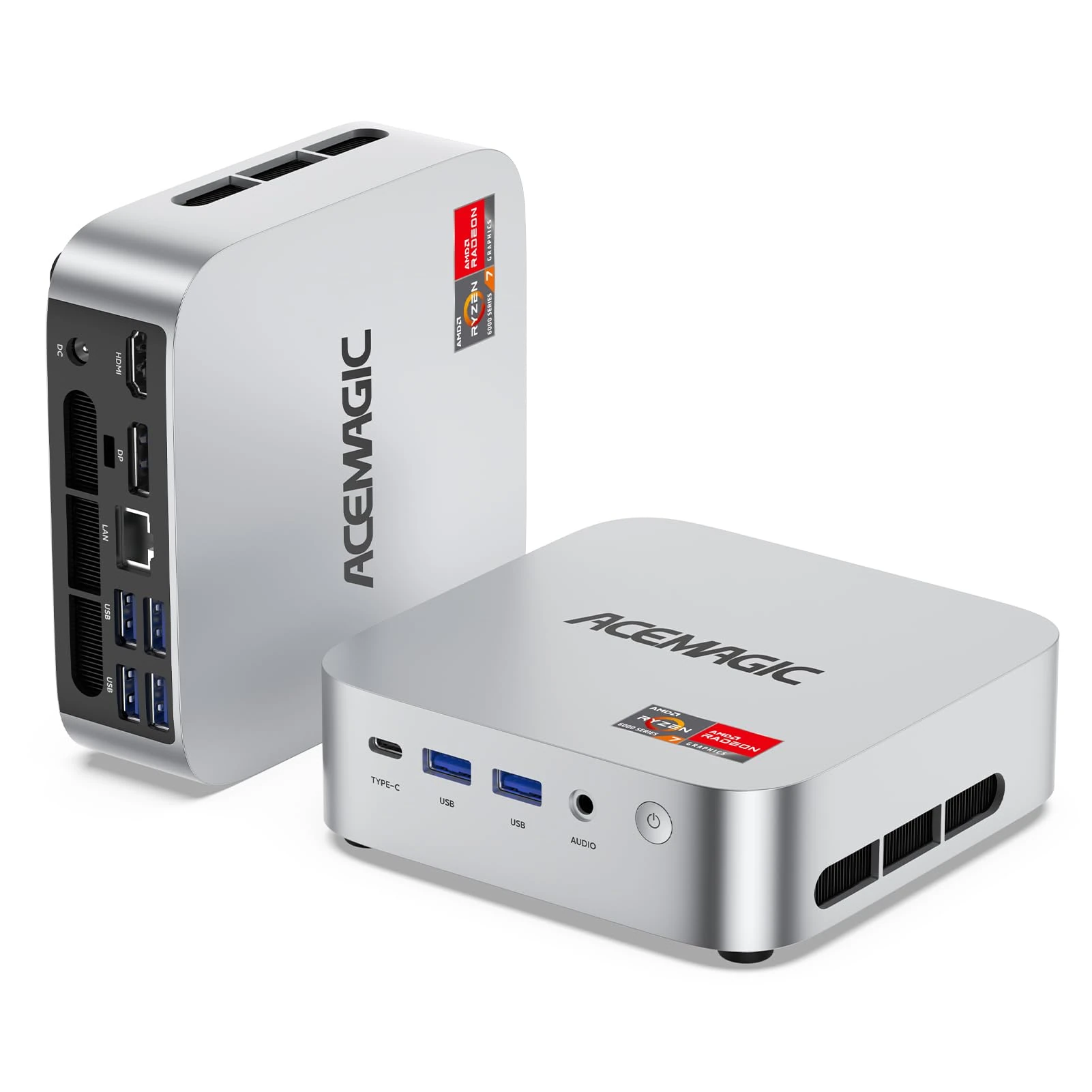 ACEMAGICIAN Mini PC, AMD Ryzen 7 5700U (6C/12T, up to 4.3GHz), Mini Computer W11 Pro 16GB DDR4 RAM 512GB M.2 2280 NVMe SSD Graphics 7 Core 1800 MHz, Dual Ethernet HDMI/2.5 inch HDD/Type-C