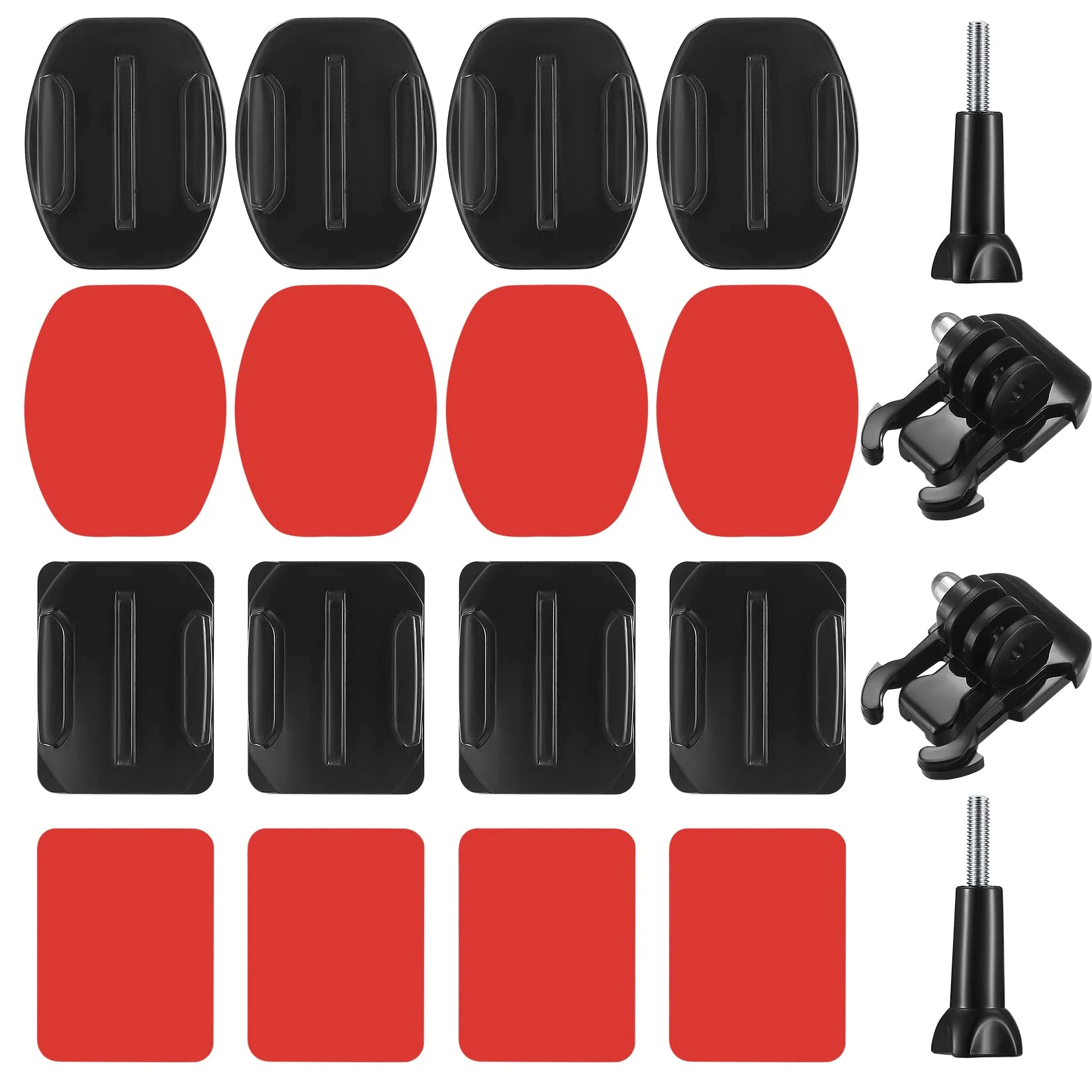 Fulushouxi 20 Pcs Adhesive Mounts w/ 3M Sticky Pads，Helmet Mounting Accessories Adhesive Sticky Mounts，Compatible w/ GoPro Cameras Hero 11 10 9 8 7 6 5 4 3 3+，2 x Activity Base Mounts，2 x Screw Rods