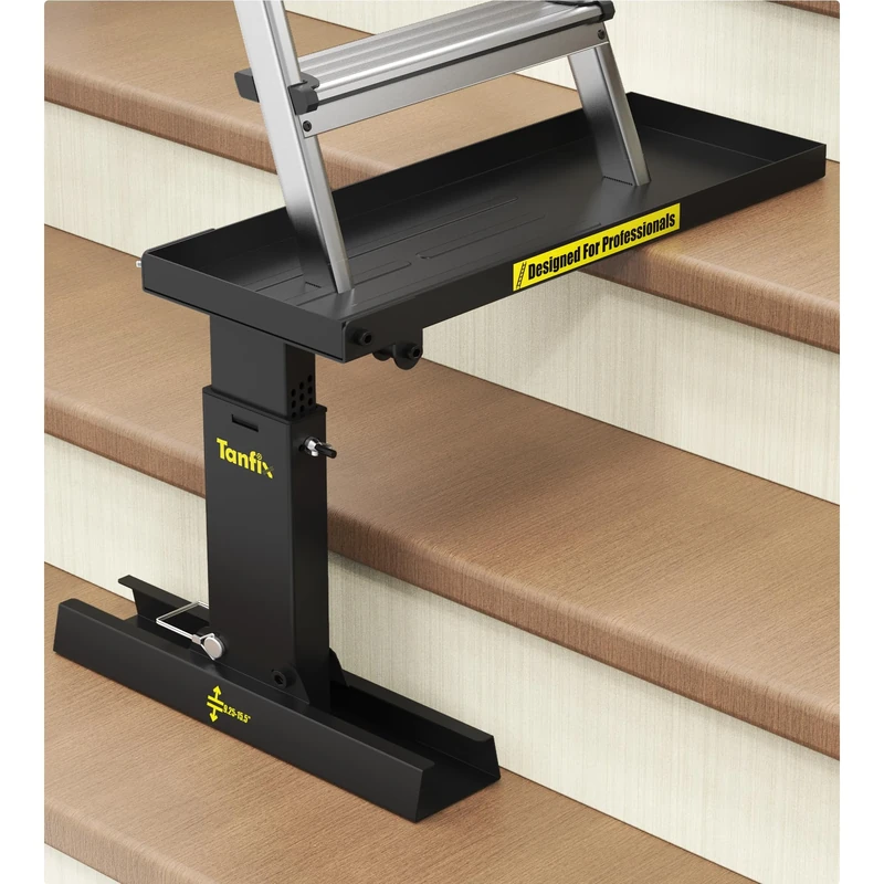 Tanfix Foldable | Heavy-Duty Ladder Extender Pro, High Strength Steel Material Design Ladder Extension Pro for Stairs w/Non-Slip Mat, 9.25-15.5" Adjustable Height, Applicable Ladder Feet Spacing 20"