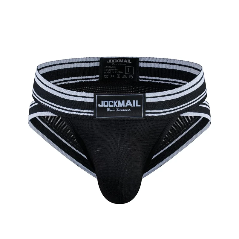 JOCKMAIL Mens Sexy Underwear Briefs Mesh Athletic Briefs Comfortable Men Sport Underwear for Gym & Daily Life Black