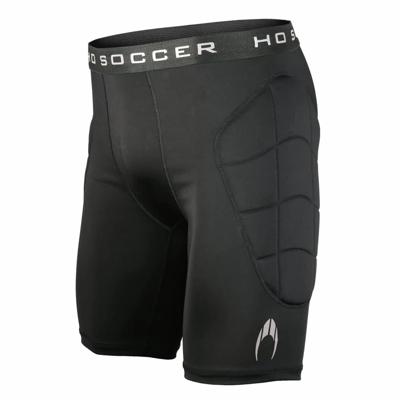 HO Soccer - Padded Goalkeeper Mesh Raven Short – Shorts with Protections Unisex Children, 14 Black/White