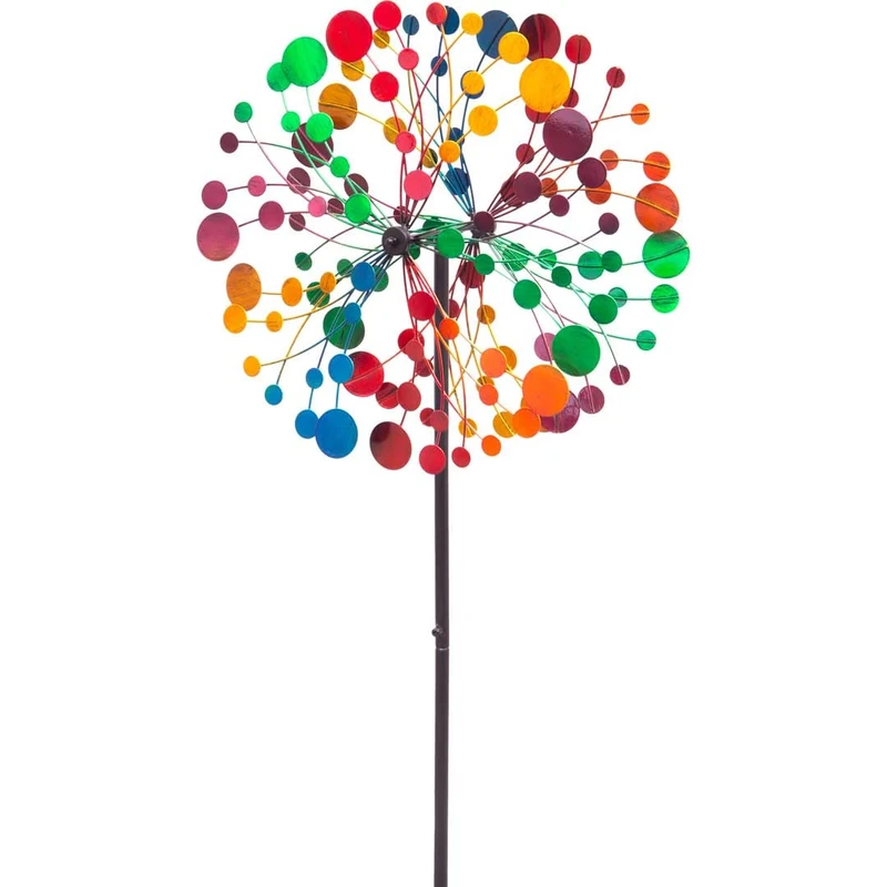 Kinetic Art Kaleidoscope Duet Metal Multi-Colored Wind Chime Diameter 39 x Height 122 cm (including Ground Anchor) with Two Rotors for 3D Look Colourful Magic Wind Chimes for the Garden