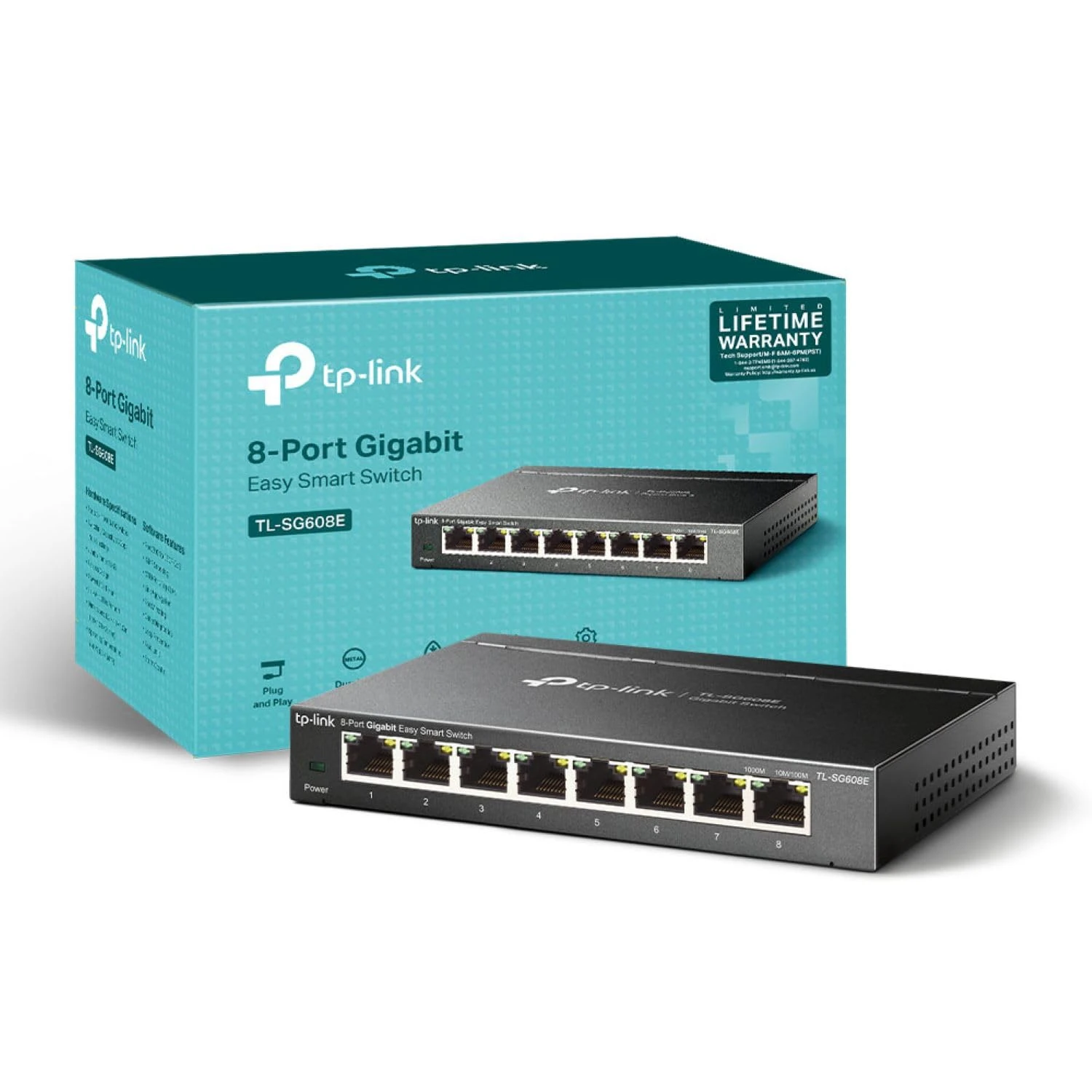 TP-Link TL-SG608E Managed 8-Port Gigabit Network Switch, Energy-Saving Ethernet Splitter, Support QoS VLAN IGMP Snooping, Network Monitoring Through Web Interface, Fanless Durable Metal Design