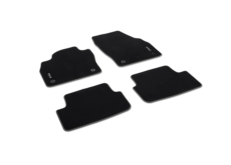 Volkswagen 2G1061270AWGK Floor Mats Premium Velour Textile Floor Mats 4 x Fabric Mats Black with Polo Lettering for Facelift from Model Year 2022