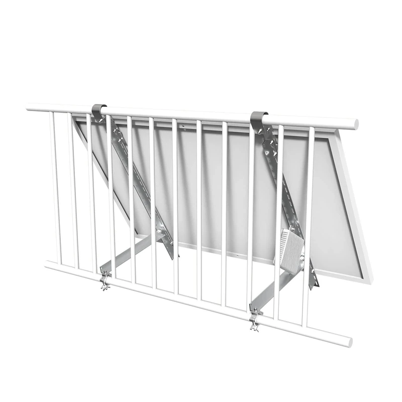 enjoy solar Solar Panel Bracket on Balcony Railing, Adjustable Tilt Angle 0° - 65°, Bracket Set with J-Hooks and Rails, Ideal for Balcony Power Station