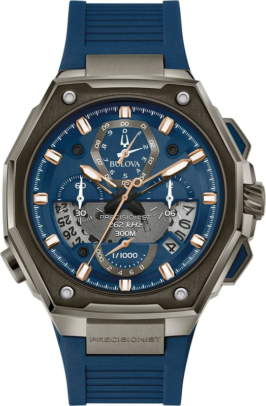 Bulova Chronograph 98B357, Blue, Strap.