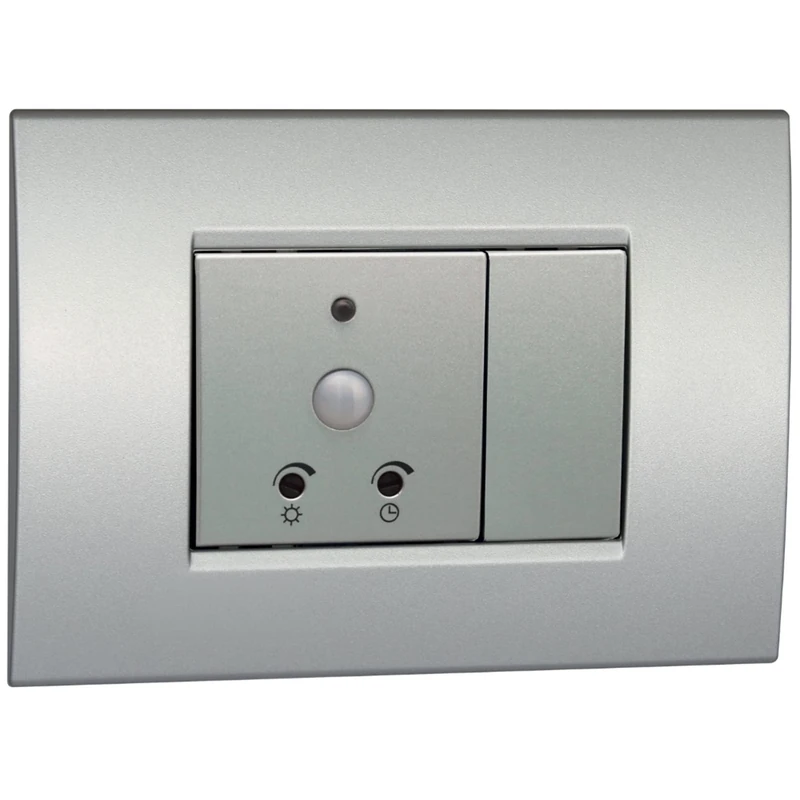 VEMER VE790900 SENS IR DUO Indoor Twilight Motion Detector, Infrared Motion Sensor, Installation on Recessed Box, Silver