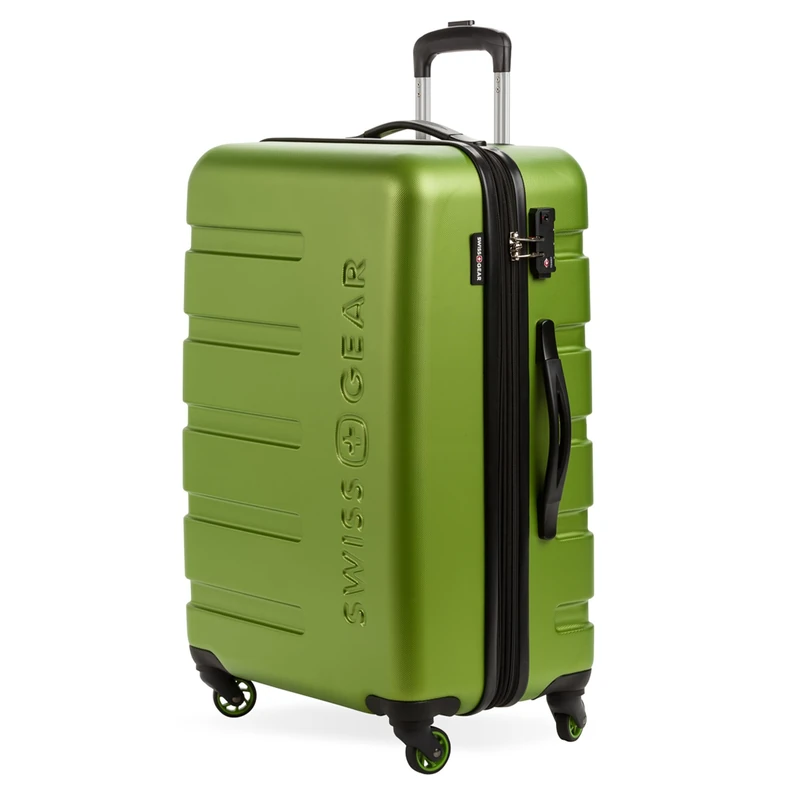 SwissGear 7366 Hardside Expandable Luggage with Spinner Wheels, Green, Checked-Medium 23-Inch, 7366 Hardside Expandable Luggage with Spinner Wheels