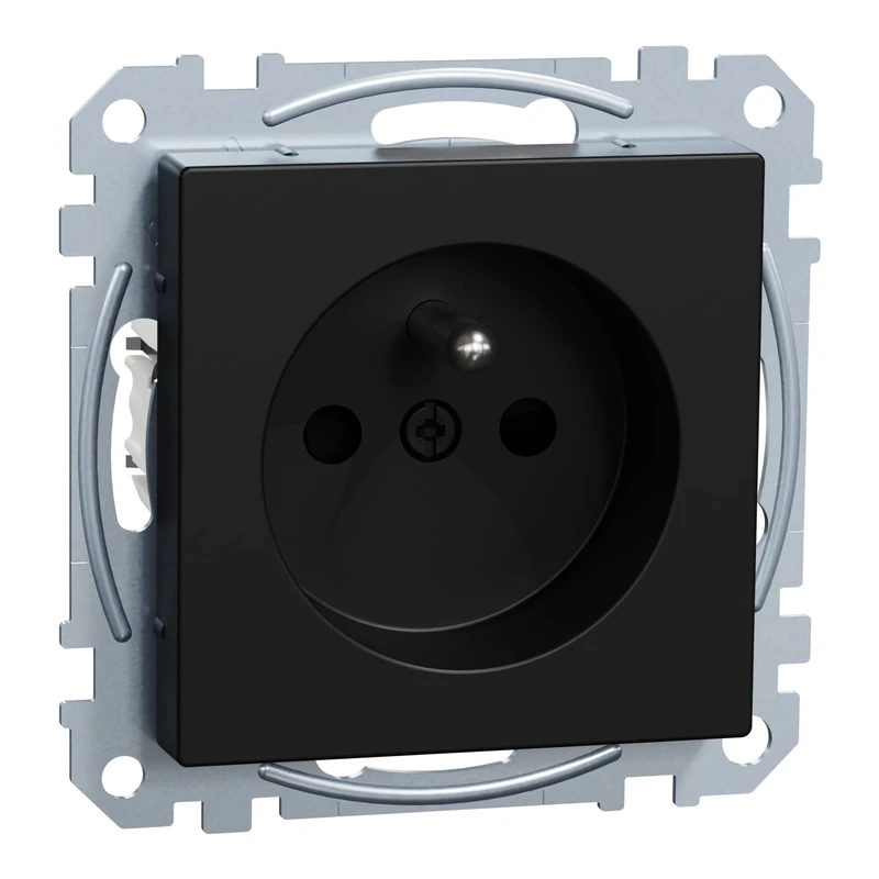 Merten - Socket with Protective Contact Pin, Touch Protection, Plug-In Terminals, Black Matt, System M, MEG2500-0403, Earth Contact Socket, Recycled Ocean Plastic - Image 1