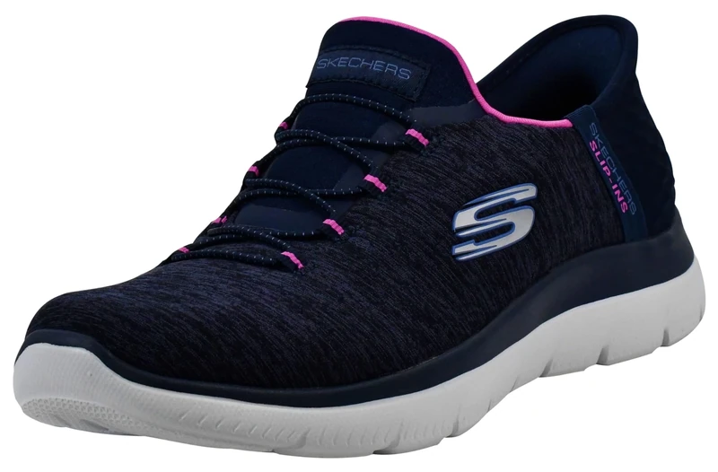 Skechers Women's Summits-Quick Getaway Sneaker, Navy/Hot Pink, 6.5 UK Wide