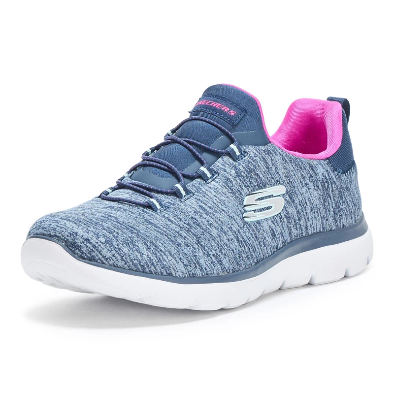 Skechers Women's Summits Quick Getaway Sneaker, Navy/Hot Pink, 5.5 Wide