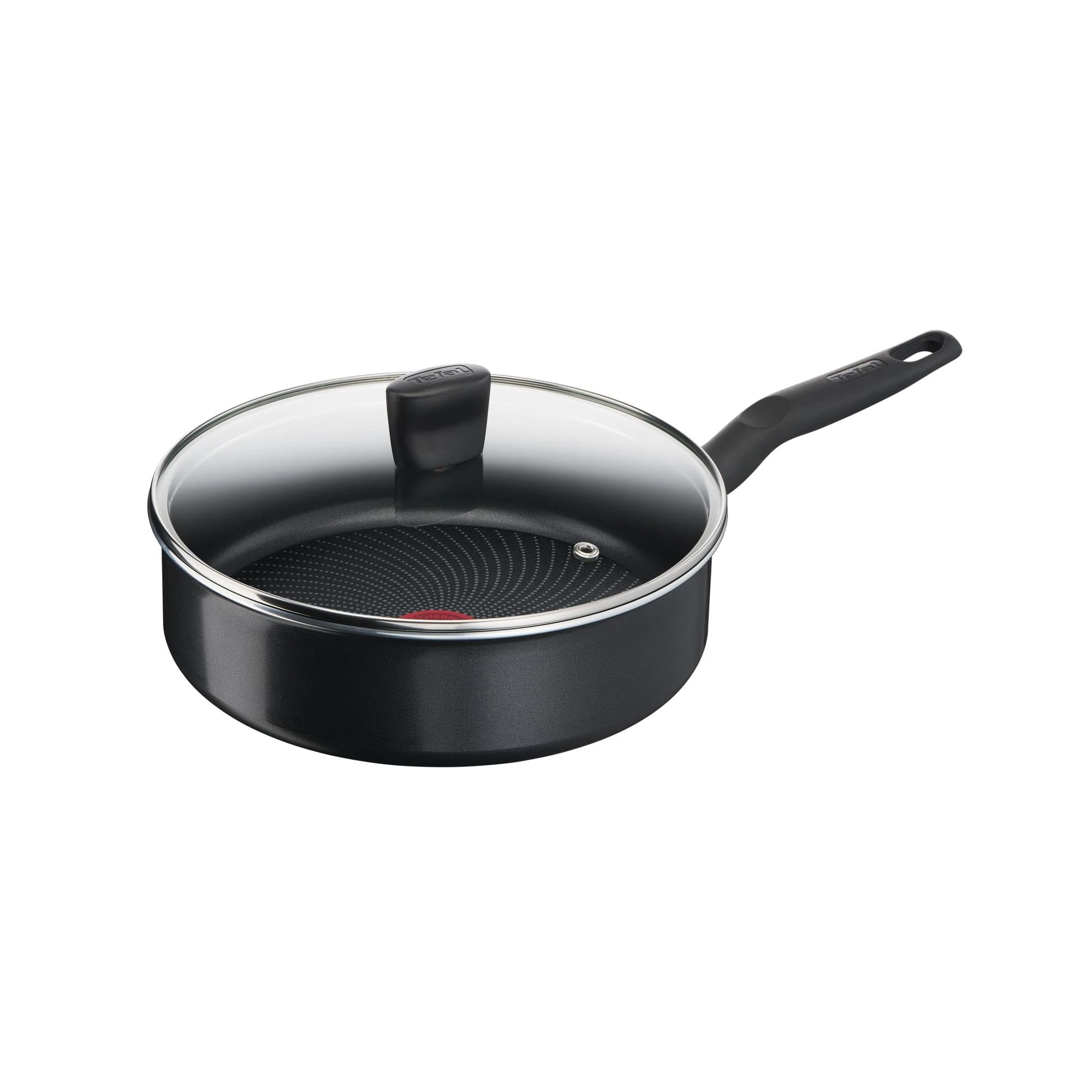 Tefal Start'Easy C26732 Sauté Pan with Cover 24 cm Aluminium Titanium Non-Stick Coating Thermo-Signal Technology Thermo-Fusion Base for All Hob Types Includes Induction Black