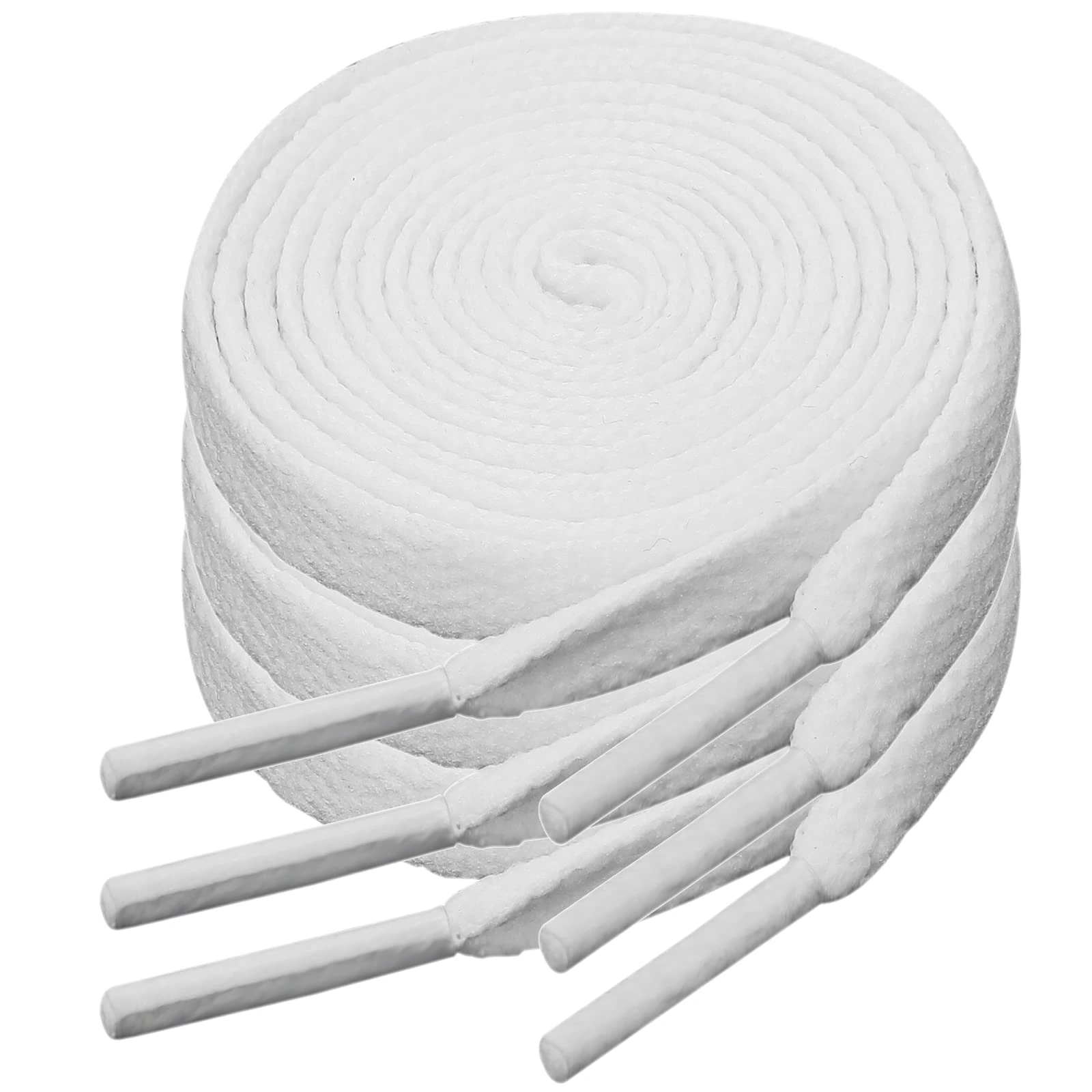 Ouligay 3 Pairs White Shoe Laces, White Laces for Trainers, 8mm Wide Trainer Laces, 120cm Flat Shoelaces for Women Men