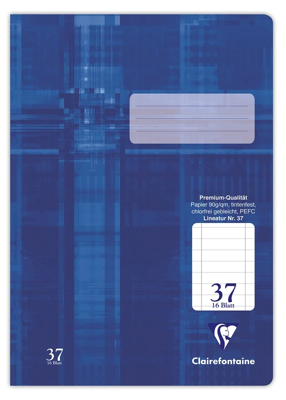 Clairefontaine 331637C - Pack of 25 Notebooks, Ideal for School, DIN A4 21x29.7 cm, Ruled 37 Continuous line with perforated Margin, 64 Pages, 90g, Blue, 1 Pack