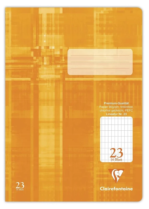 Clairefontaine 331623C - One Pack of 25 Notebooks, Ideal for School, DIN - Dimensions:A4 21x29.7 cm, 23 Ruled Squared 5x9mm, 64 Pages, 90g, Orange, 1 Pack