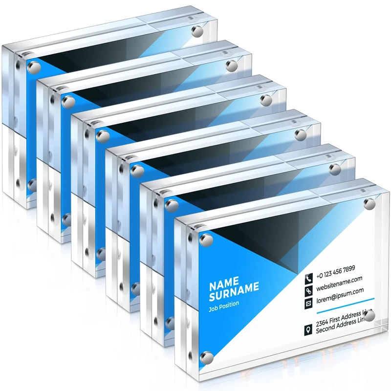 Xuhal Acrylic Business Card Frame 2.5 x 3.5 inch Clear Double Sided Magnetic Photo Block Frames, 20mm Thickness Frameless Wallet Size Picture Frames Stamp Display Stand for Home Office Decor(18 Pcs)