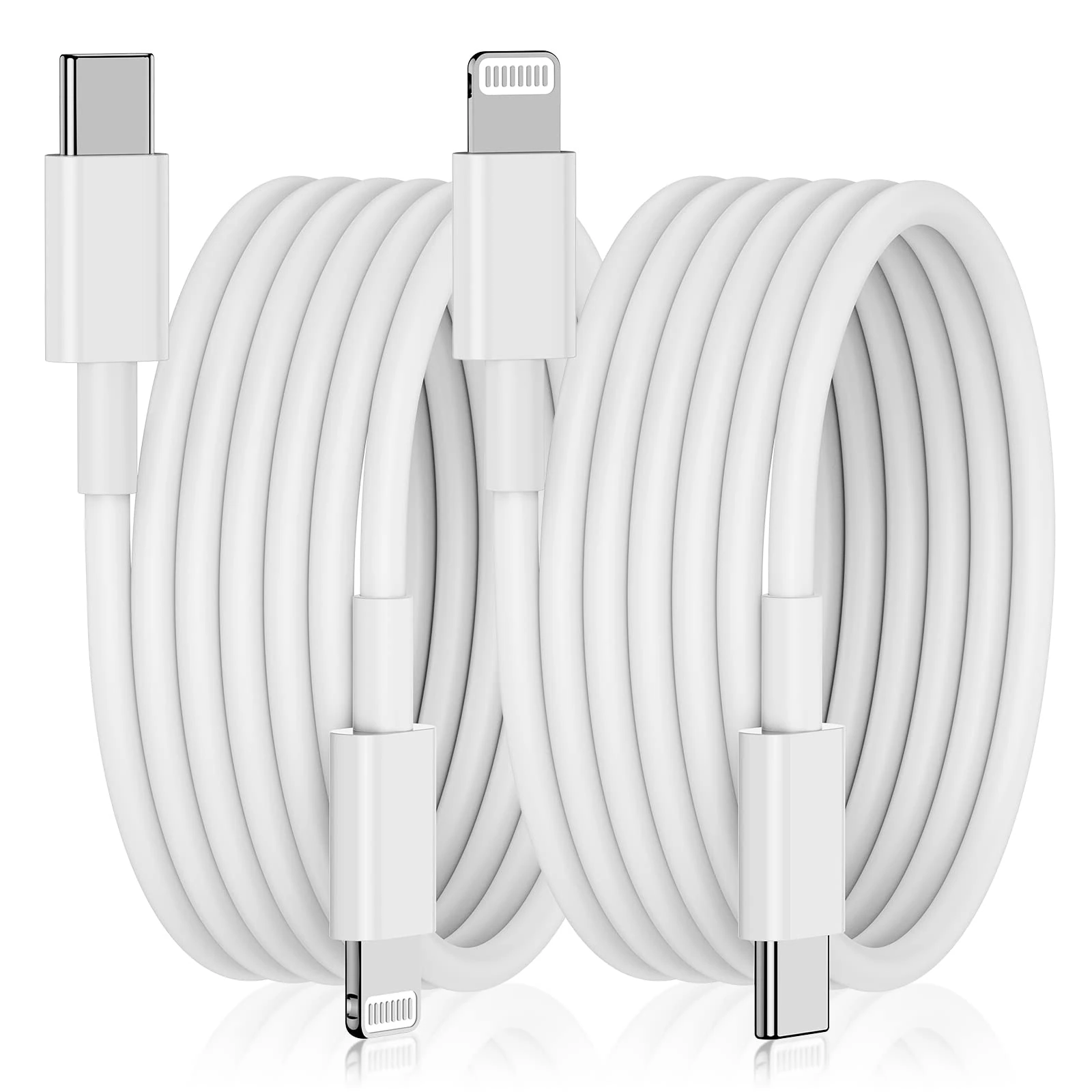 CyvenSmart 2Pack USB C to Lightning Cable 2m, [Apple MFi Certified] for iPhone Fast Charger USB-C Power Charging Lead Compatible with 14/14 Pro/13/13 Pro/12/12 Pro/11/X/XS/XR/8/7/iPad, White