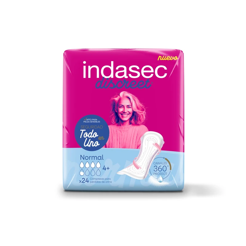 Indasec, Discreet Normal Pads, Pack of 6 Bags, 144 Count