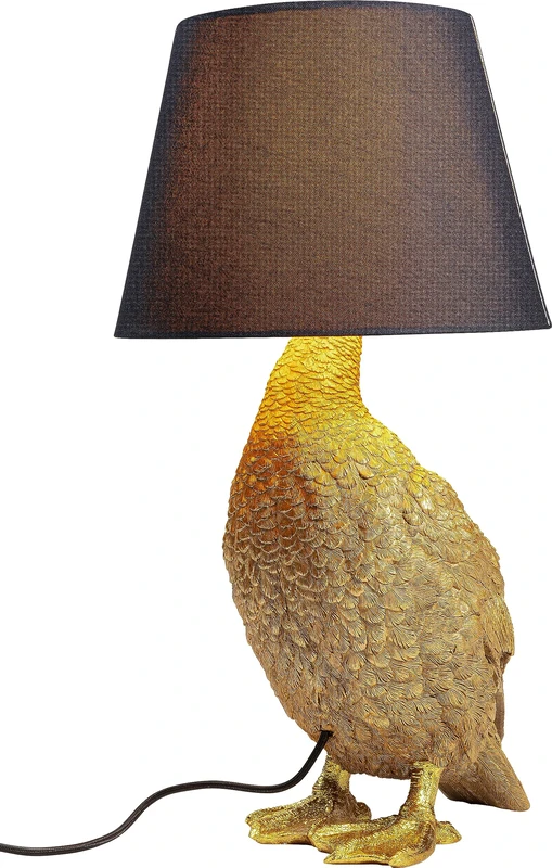 Kare Design Table Lamp Animal Duck, Gold, Cotton Shade, Bedside Lamp, Elegant Lighting, Room Decor, Bedroom, Living Room, Bulb not Included, 58 x 30.5 x 35 cm