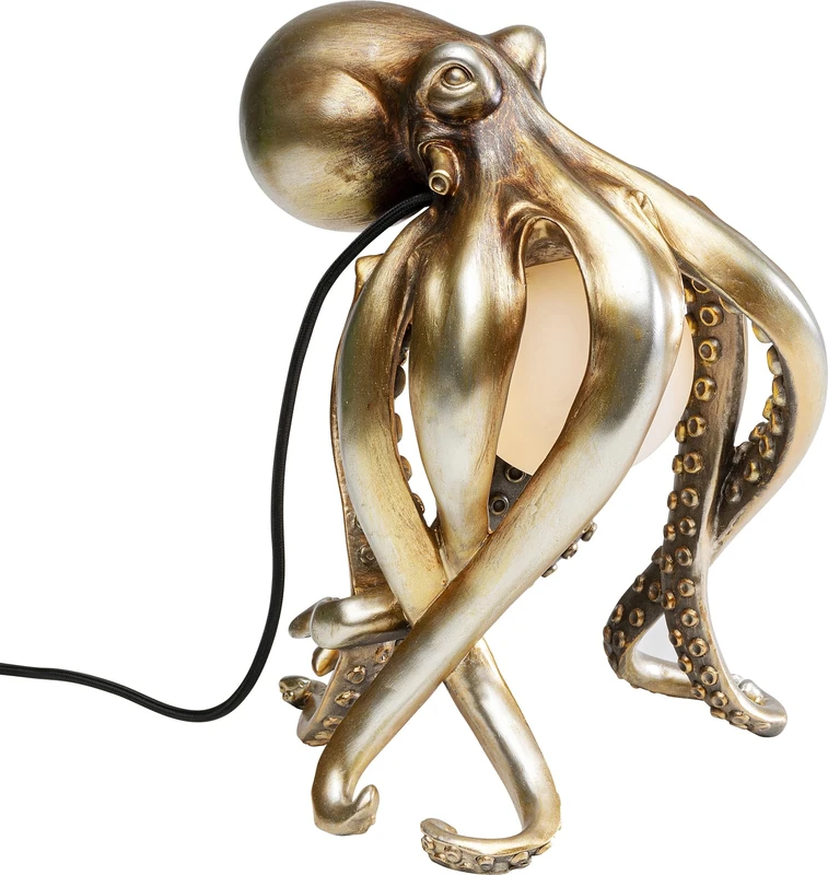 Kare Design Table Lamp Animal Octopus, Gold, Bedside Lamp, Elegant Lighting, Room Decor, Bedroom, Living Room, Bulb not Included, 34 x 22 x 26 cm (H/W/D)