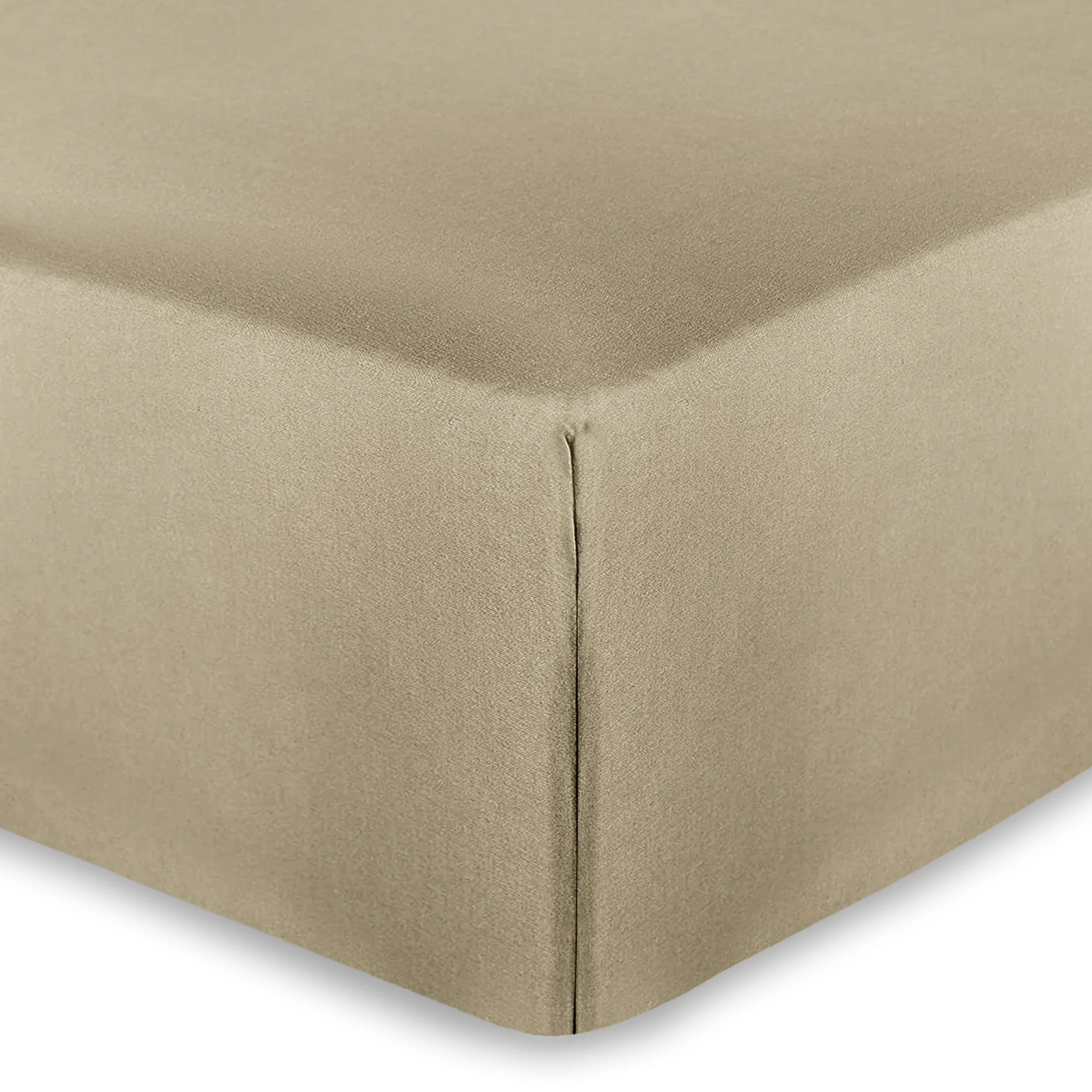 AMEHA Double Fitted Sheet 25 cm Deep Bed Sheets Easy Care Brushed Microfiber Elastic Fitted Bed Sheet Shrinkage Resistant (Beige, 137 x 191cm)