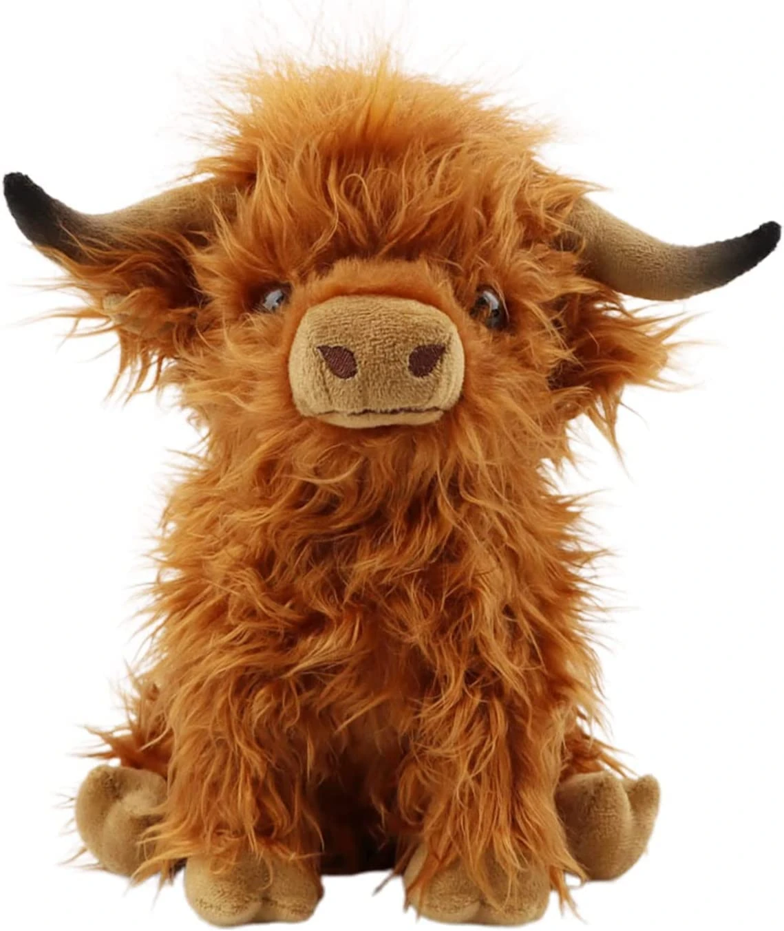 CREJOHY Highland Cow Plush Toy, 11in Highland Fluffy Cow Plush Cuddly Toys, Scottish Highland Cow Teddy Stuffed Soft Toys for Boys Girls Kids Birthday Gifts Age 3+