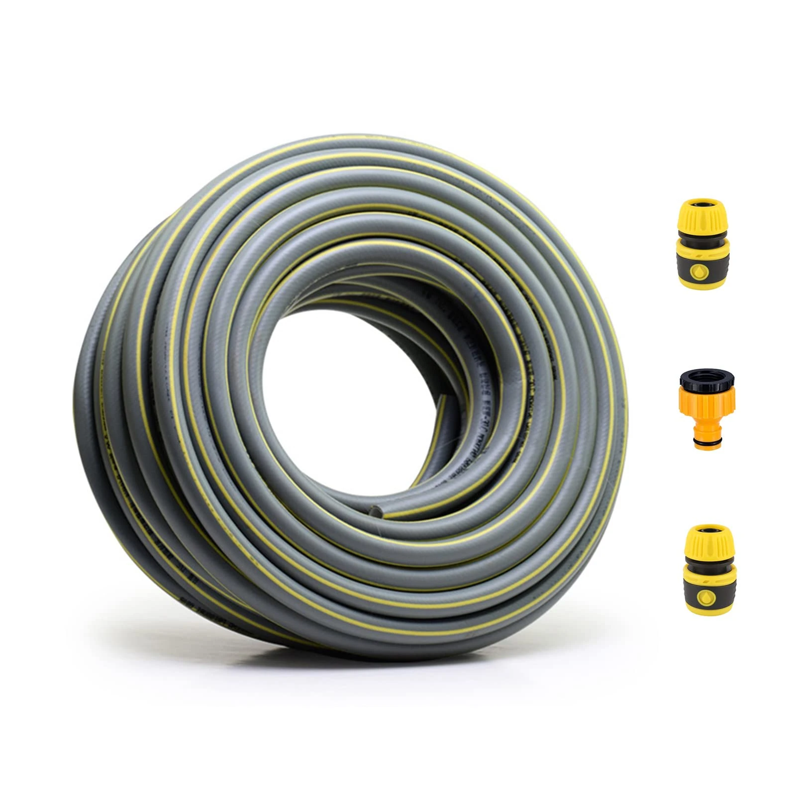 TOPWAYS Garden Hose Pipe, 10 Metres/33Ft 1/2" Anti-Kink 3 Layers Thicker Reinforced Explosion Proof Outdoor Water Pipes Including 2 in 1 Faucet Adapter, Hose End Quick Connector