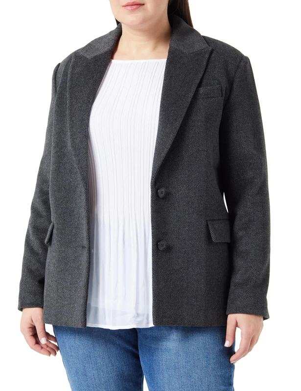 United Colors of Benetton Women's Giacca 2STBDW017 Suit Jacket, Grigio Scuro 901, 46