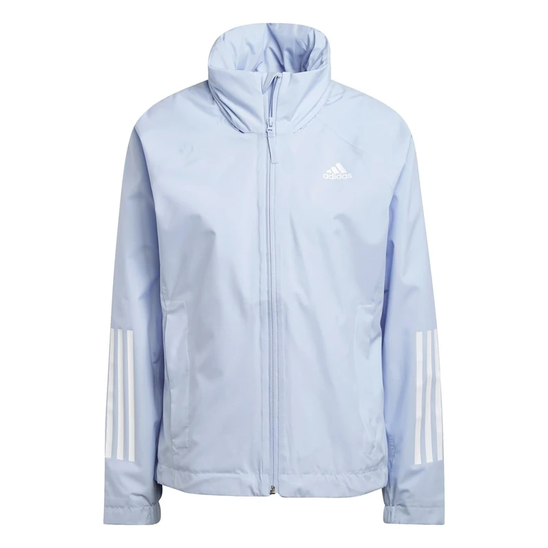 adidas Women's BSC 3-Stripes RAIN.RDY Jacket, Blue Dawn, L