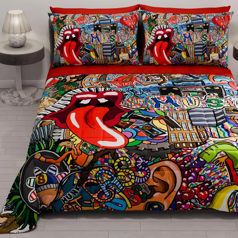 PETTI Artigiani Italiani - Summer Bedspread 220 x 260 cm 100 g/m² Double Face, Spring Quilt, Lightweight Quilt, Murals, 100% Made in Italy