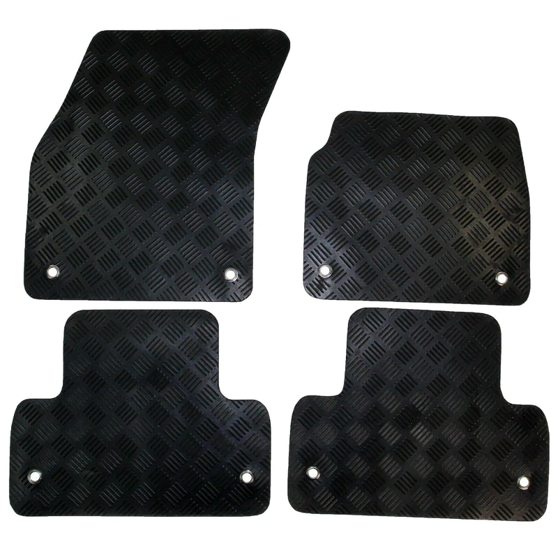 Rubber Car Mat Set Compatible/Replacement For Toyota Hi Lux (MK 7) (Years 2012-Date) Tailored Mats, Heavy Duty, Waterproof, Non Slip