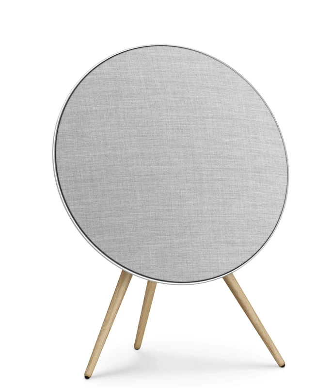 Bang & Olufsen Beosound A9 (5th Gen) – WiFi Bluetooth Home Speaker, Room-Filling Sound, Premium Floorstanding Speaker with Oak Legs, Luxury Audio - Natural Aluminium