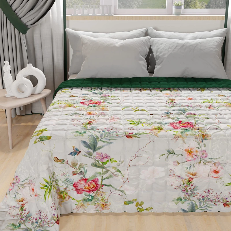 PETTI Artigiani Italiani - Summer Single Bedspread 170 x 260 cm 100 g/m² Double Face, Spring Quilt for Single Bed, Lightweight Quilt, Grey Spring, 100% Made in Italy