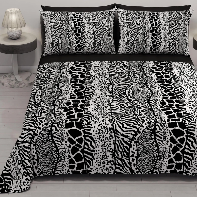 PETTI Artigiani Italiani - Summer Single Bedspread 170 x 260 cm 100 g/m² Double Face, Spring Single Bed Quilt, Lightweight Quilt, Black Animalier, 100% Made in Italy