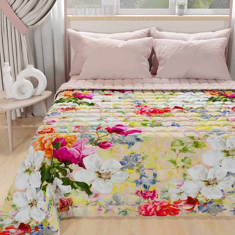 PETTI Artigiani Italiani - Summer Single Bedspread 170 x 260 cm 100 g/m² Double Face, Spring Quilt, Spring Colorful, 100% Made in Italy