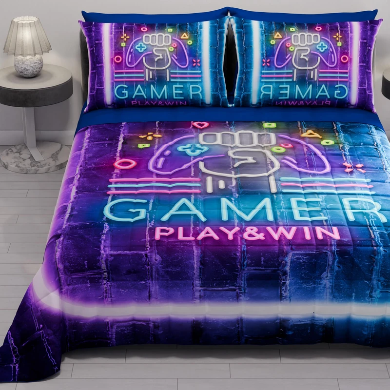 PETTI Artigiani Italiani - Summer Bedspread 220 x 260 cm 100 g/m² Double Face, Spring Quilt, Lightweight Quilt, Gamer, 100% Made in Italy
