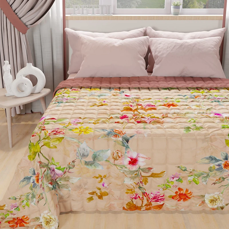 PETTI Artigiani Italiani - Summer Bedspread 220 x 260 cm 100 g/m² Double Face, Spring Quilt, Light Quilt, Spring Powder, 100% Made in Italy