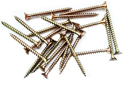 M4 Wood Screws Zinc Plated Yellow Full Thread Self Tapping Long 1.5 inch (0.16" x1.57") 4.0 x 40mm Box of 100pcs