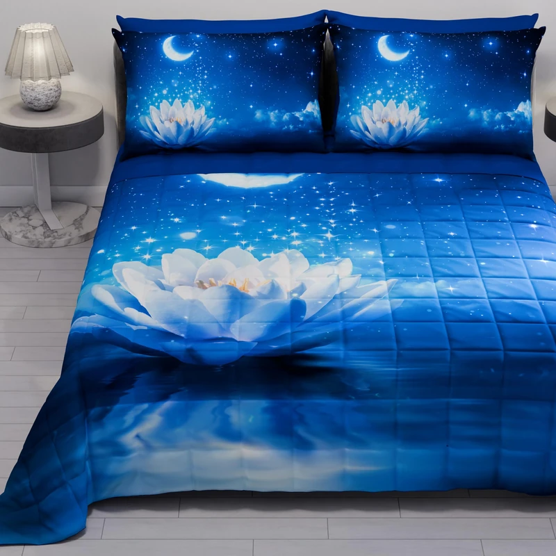 PETTI Artigiani Italiani - Summer Double Bedspread 260 x 270 cm 100 g/m² Double Face, Spring Quilt, Light Quilt, Starry Night, 100% Made in Italy