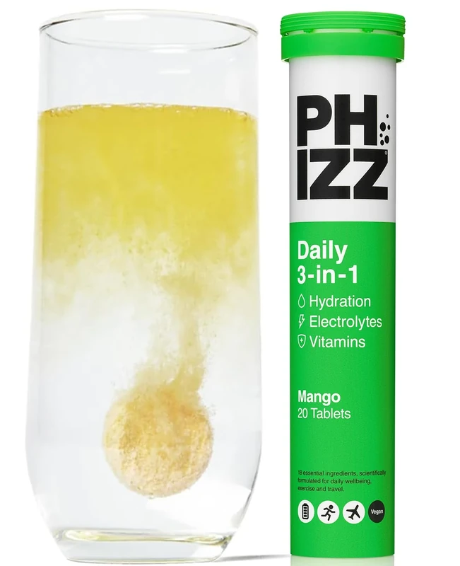 Phizz Electrolytes, Multivitamin & Hydration Tablets - 20 Effervescent Rehydration Tablets - 18 Vitamins & Minerals, Vitamin C, Vegan, Vegetarian & Low Calorie (Mango)