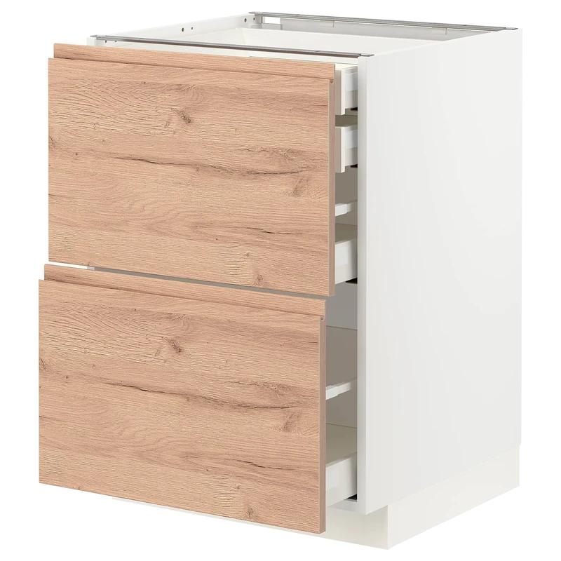 IKEA METOD/MAXIMERA Base cb 2 frnts/2 Low/1 md/1 hi drw, 60x60 cm, White/Voxtorp Oak Effect