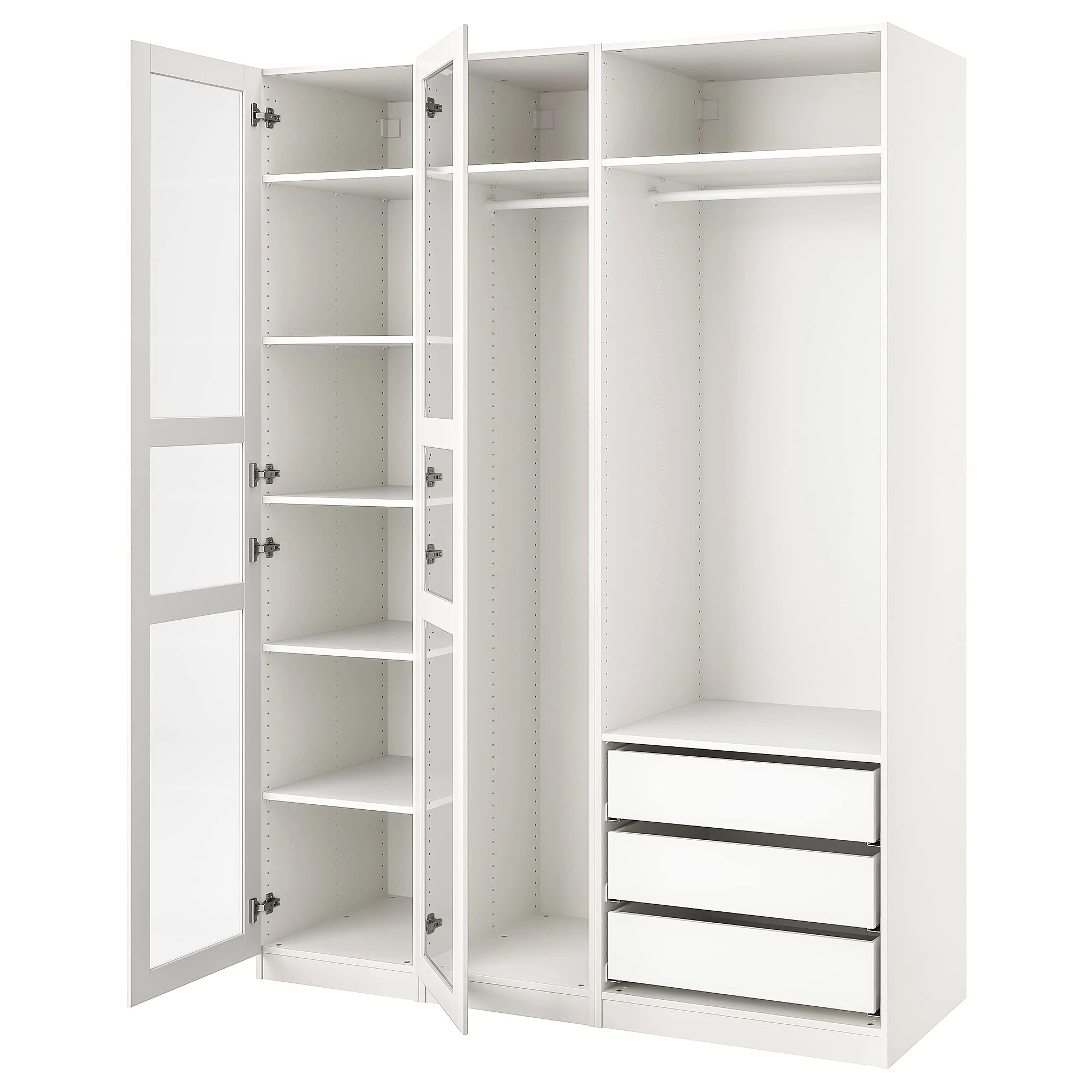 IKEA Pax/TYSSEDAL Wardrobe, 175x60x236 cm, White/White Glass