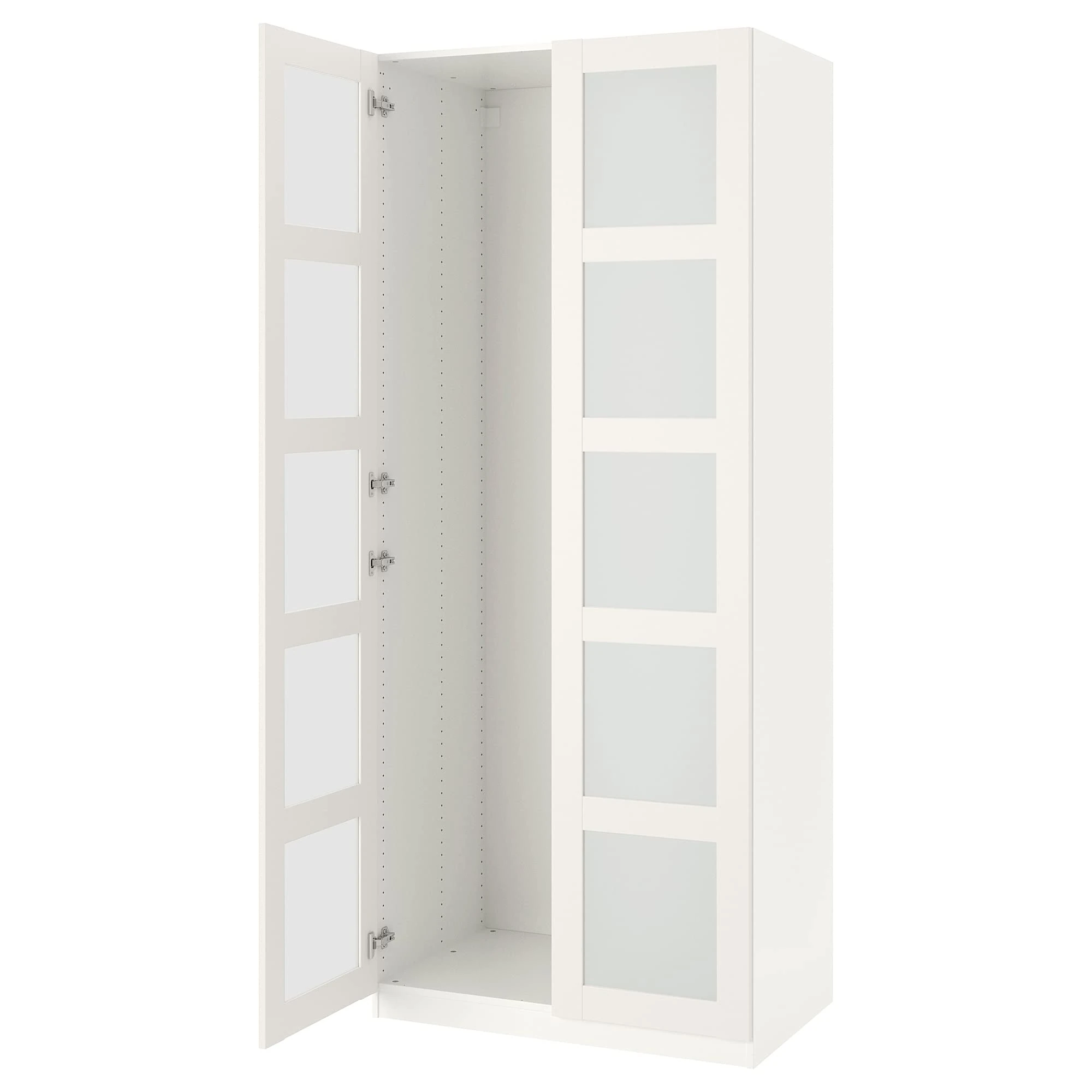 IKEA Pax Wardrobe with 2 Doors, 100x38x236 cm, White/Bergsbo Frosted Glass