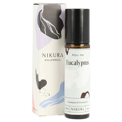 Nikura Eucalyptus Roll On Essential Oil Blend - 10ml | for Decongesting, Anxiety, Aromatherapy | Use on Skin, Temples, Pulse Points, Wrists, Neck